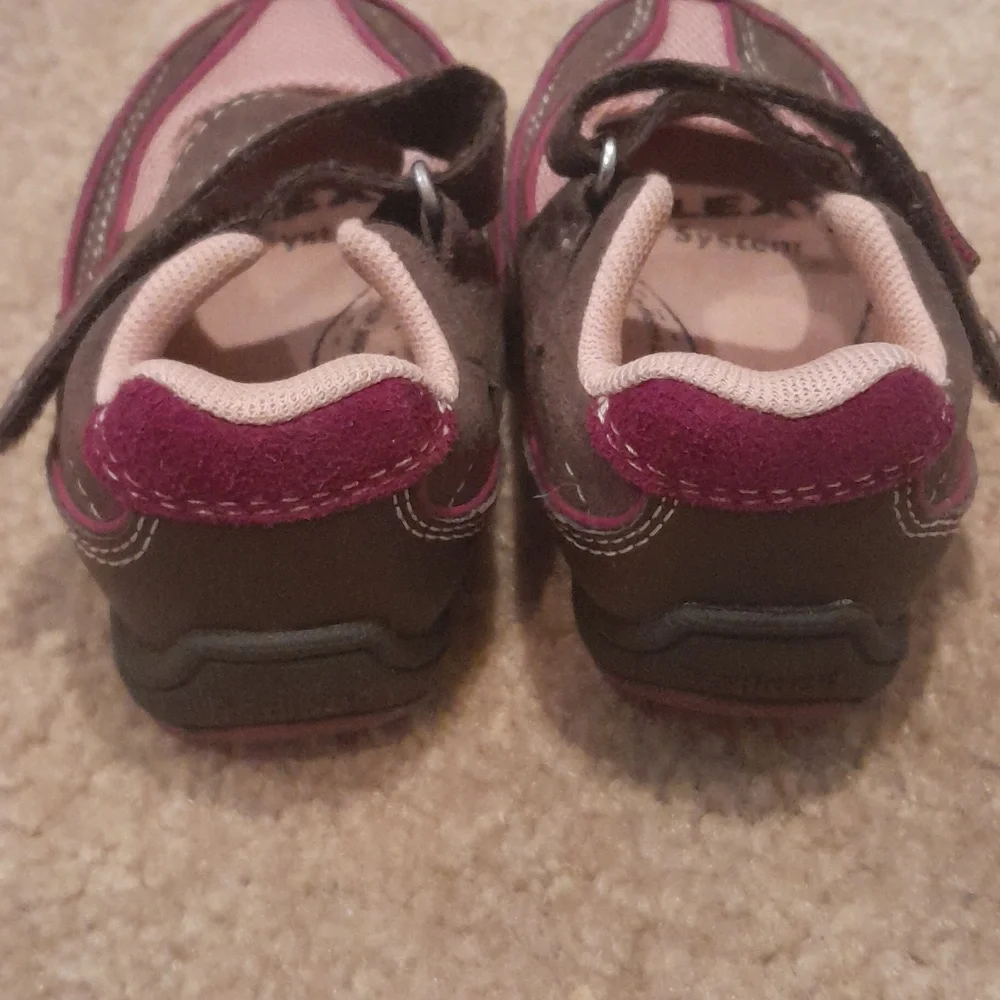 Pediped Brown and Pink Baby Shoes, Size 21